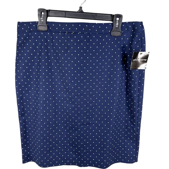 Liz Claiborne Career NWT Womens 14 /L Navy Polka Dot Blazer Skirt Set Power Suit - Picture 8 of 16